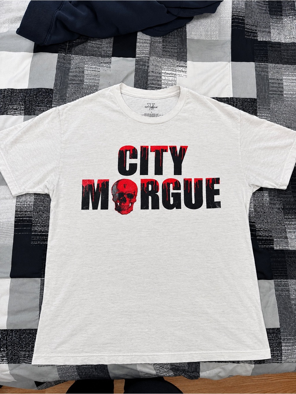 City Morgue Graphic Tee - White with Red/Black Print